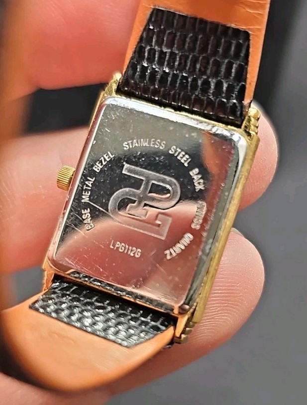 Paolo Gucci Swiss Made Quartz Rectangular Gold Case & Dial Brown Strap