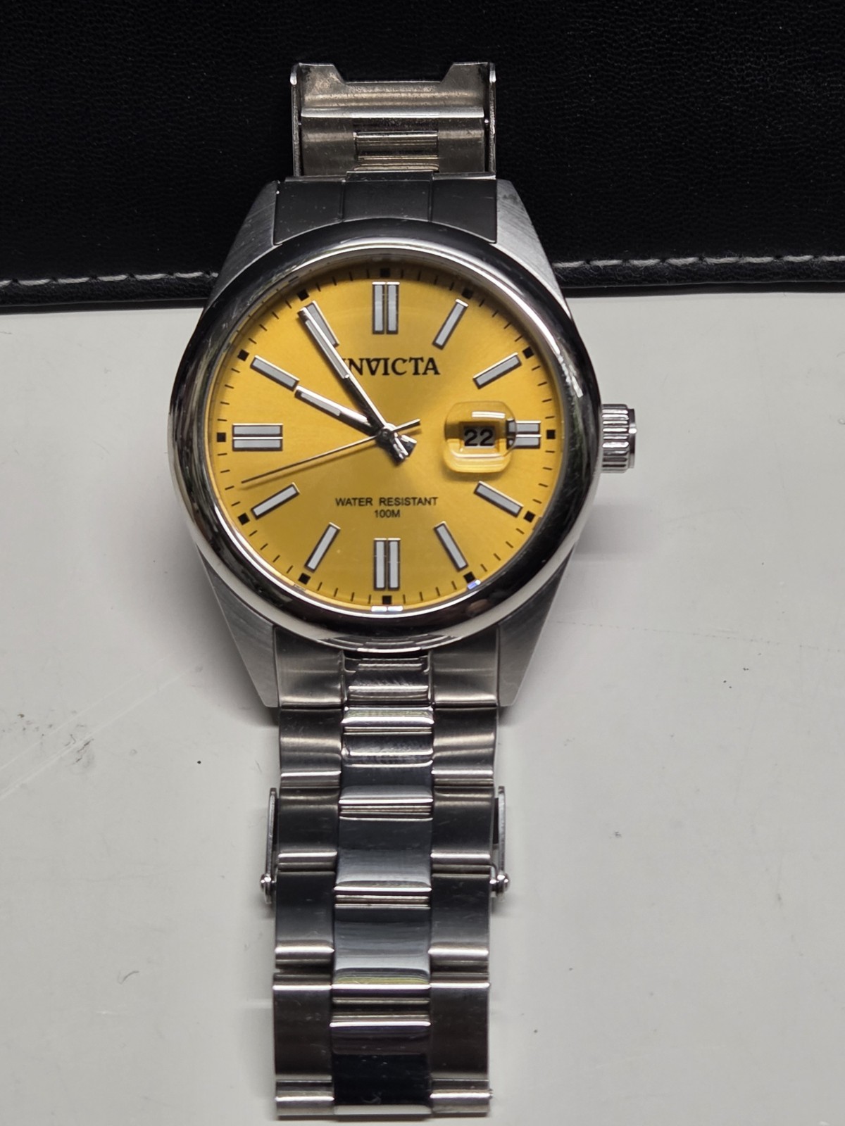 Invicta Wildcat Men’s Yellow Dial Quartz Date 38mm SS Bracelet 100m