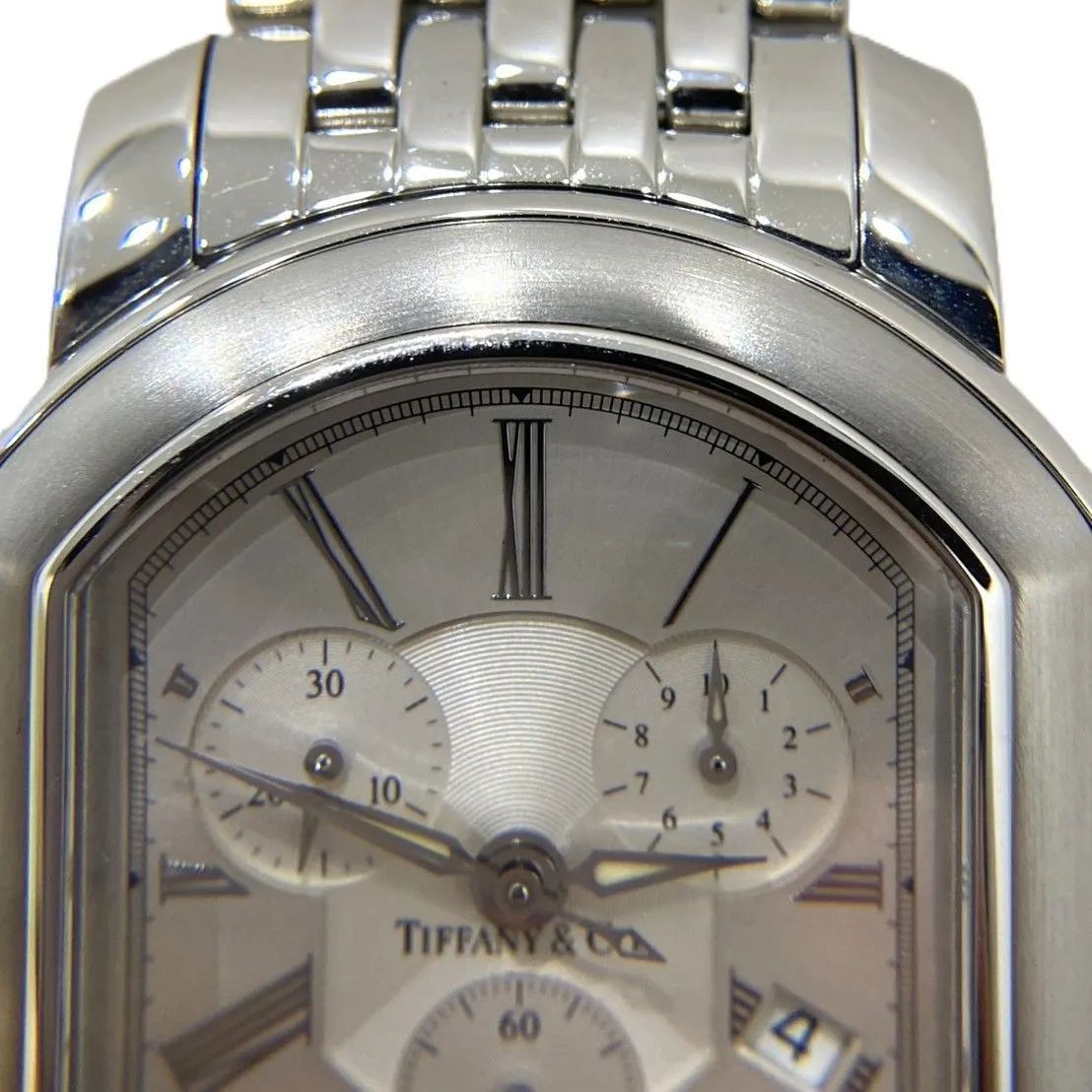 Tiffany & Co. Mark Coupe Chronograph Quartz Storage Bag Silver Date Dial Auth