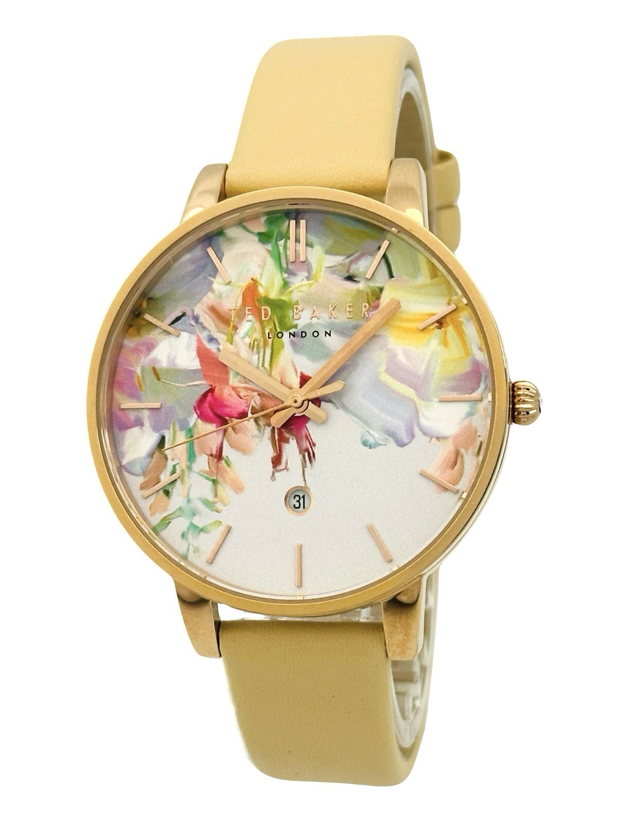 Ted Baker Women’s TE10026453 Multicolour Dial Cream LeatherStrap Rose Gold Watch