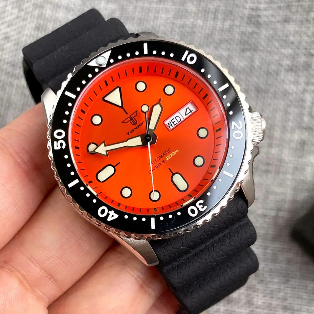 Tandorio 41mm 20ATM Black NH36A Mechanical Auto Diver Men Watch Sapphire Glass