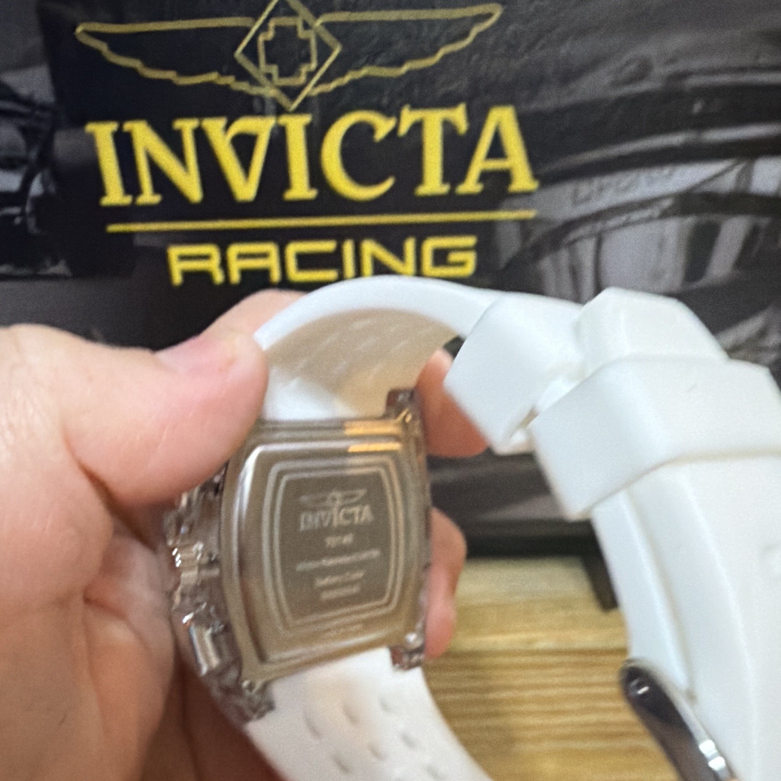 Invicta Racing S1 Rally Allogrip quartz clear case 42mm 30MWR . White silicone