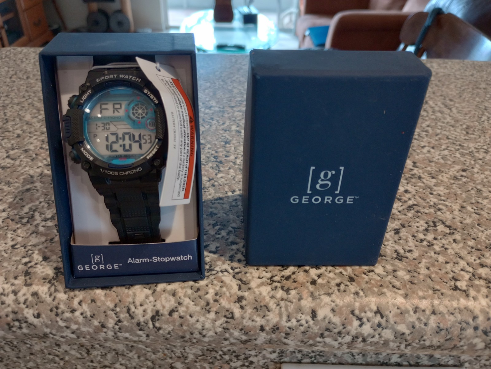 George Sport Watch Digital Black & Blue Water Resistant 50M NEW Box & Papers