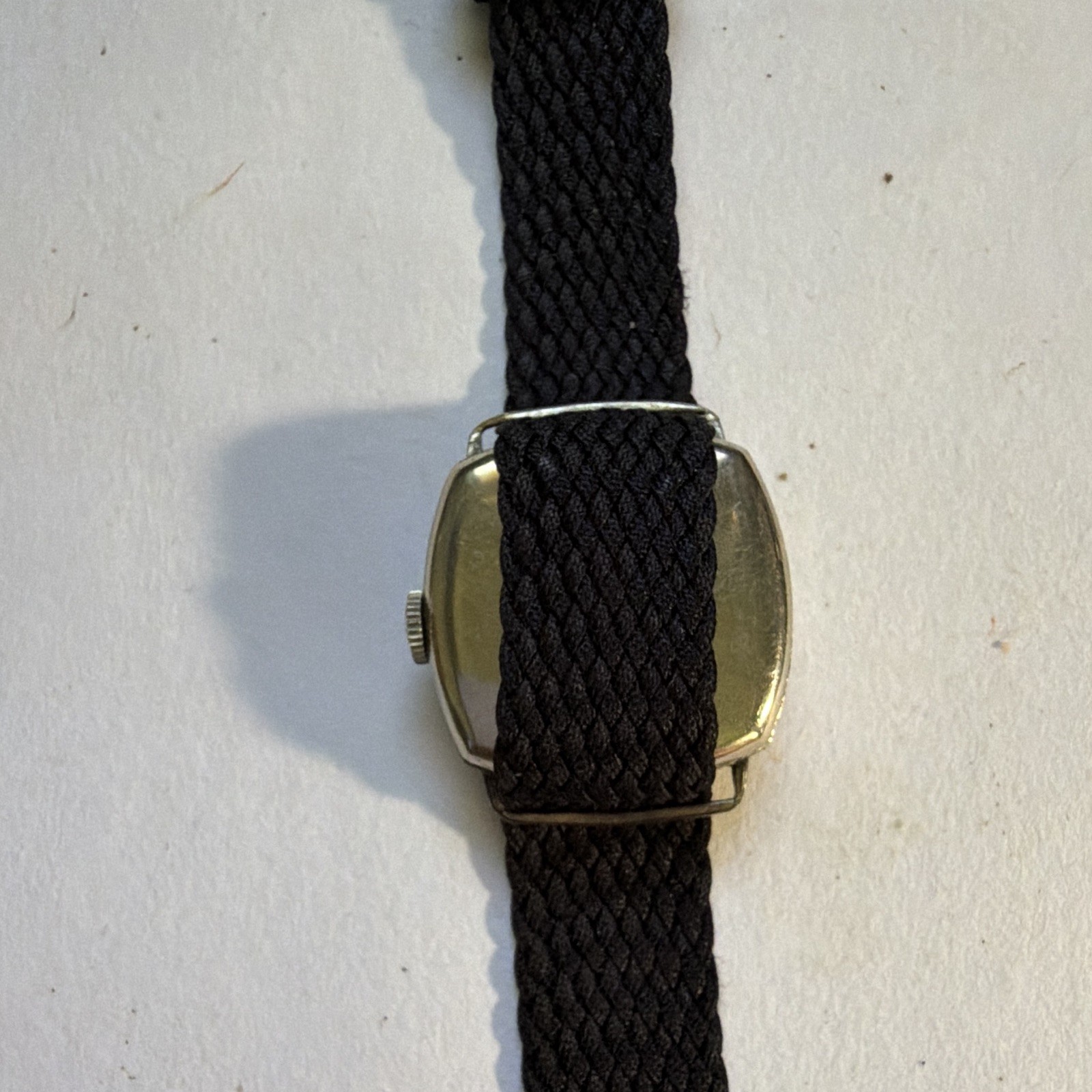 Elgin Vintage Art Deco Mechanical Small Seconds White Arabic Dial Black Nylon