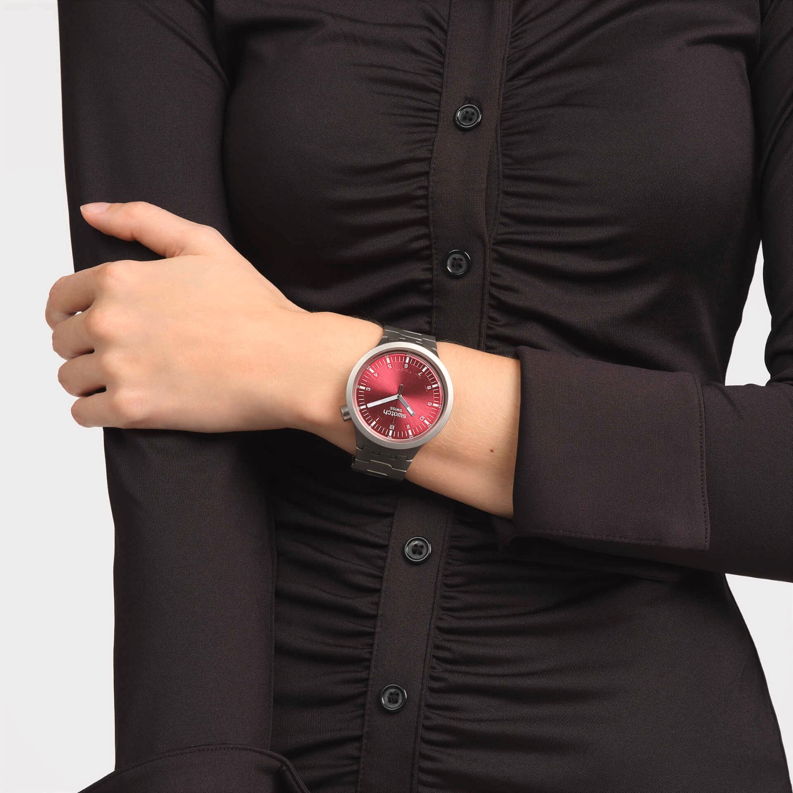 [Swatch] BIG BOLD IRONY SCARLET SHIMMER SB07S104G 47mm Quartz Wristwatch NEW