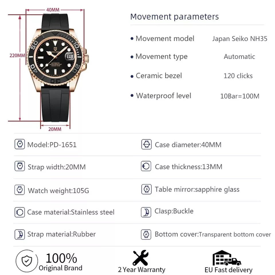 Pagani Design PD-1651 Jubilee Black Men Automatic Watch