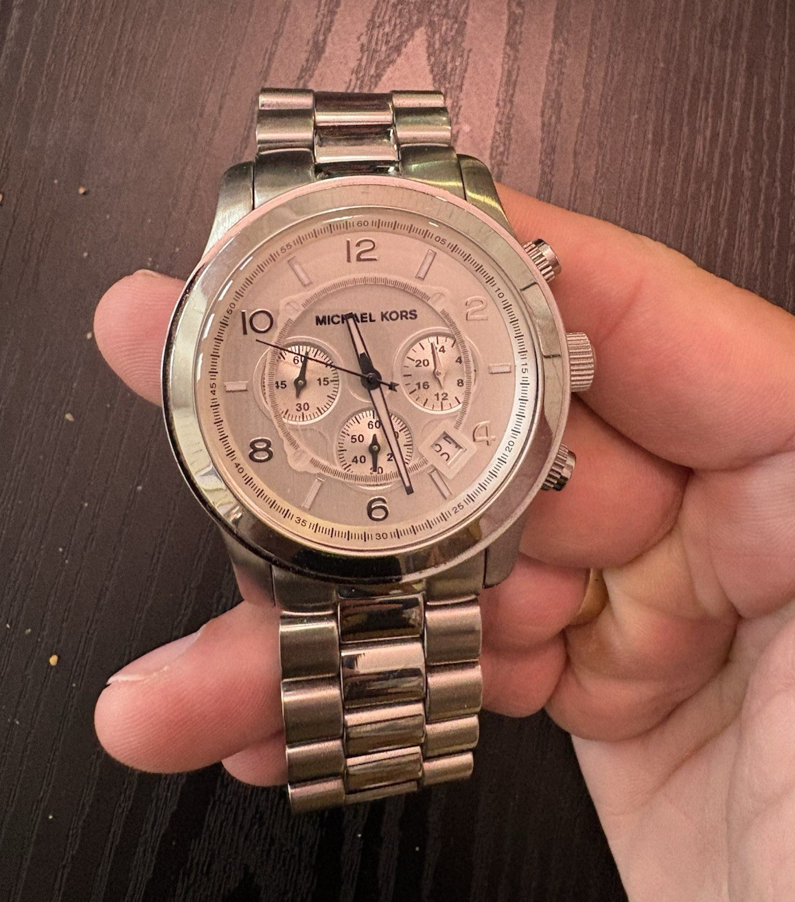 Michael Kors Men’s Silver-Tone Chronograph Date Analog Steel Bracelet Watch