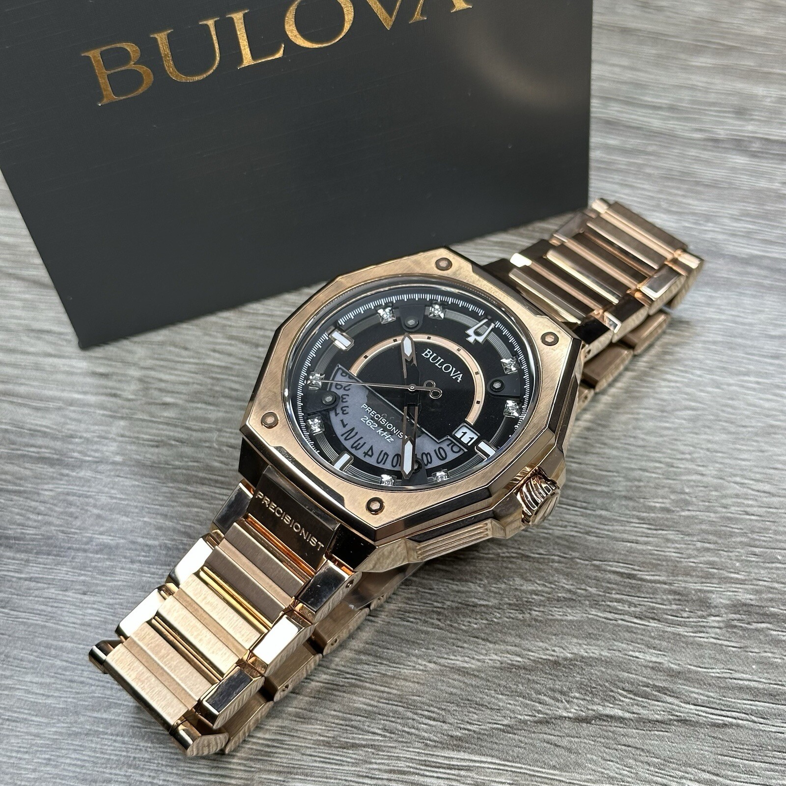 NEW✅262kHz✅Bulova Precisionist X Chronograph Rose Gold Steel Watch 97D129 $995