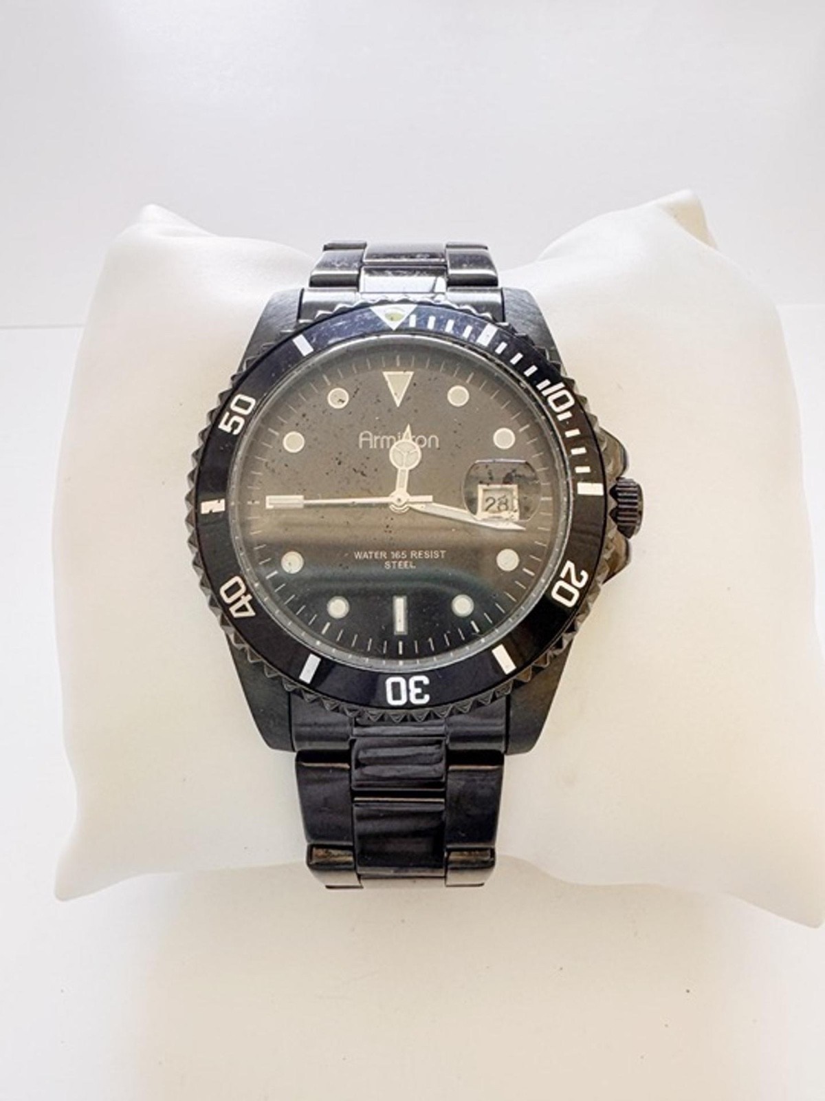 Armitron Men’s Black Diver Style Watch 40mm Water Resistant Steel Working