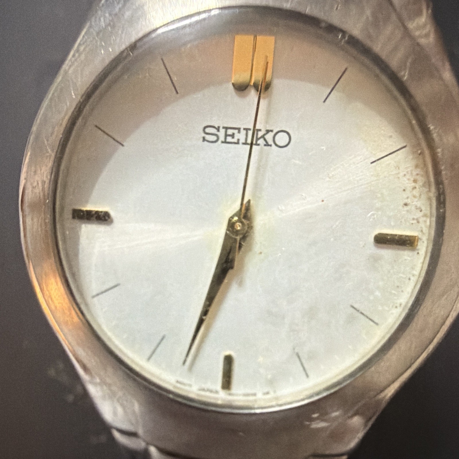 Seiko Women’s Quartz Analog Dress Watch Silver Dial Stick Two-Tone Bracelet