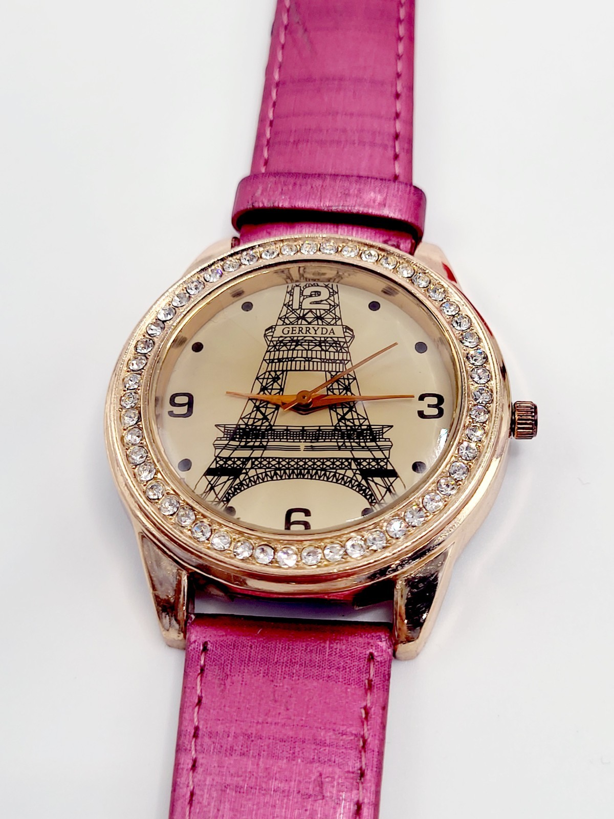 [WORKS] 42mm Eiffel Tower Diamond Bezel Women’s Watch New Battery And Band