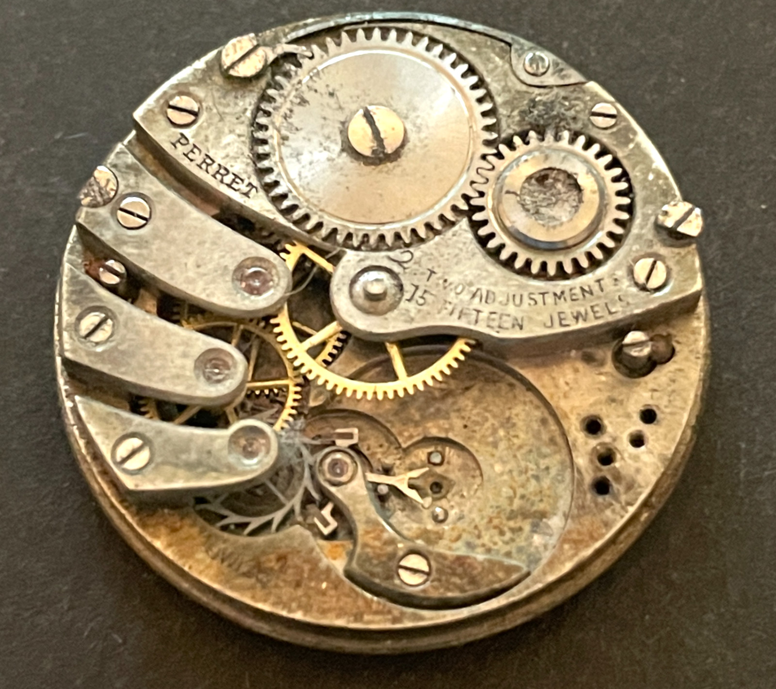 Vintage Perret Pocket Watch Movement Parts 6/0s 15j 25.6mm Swiss