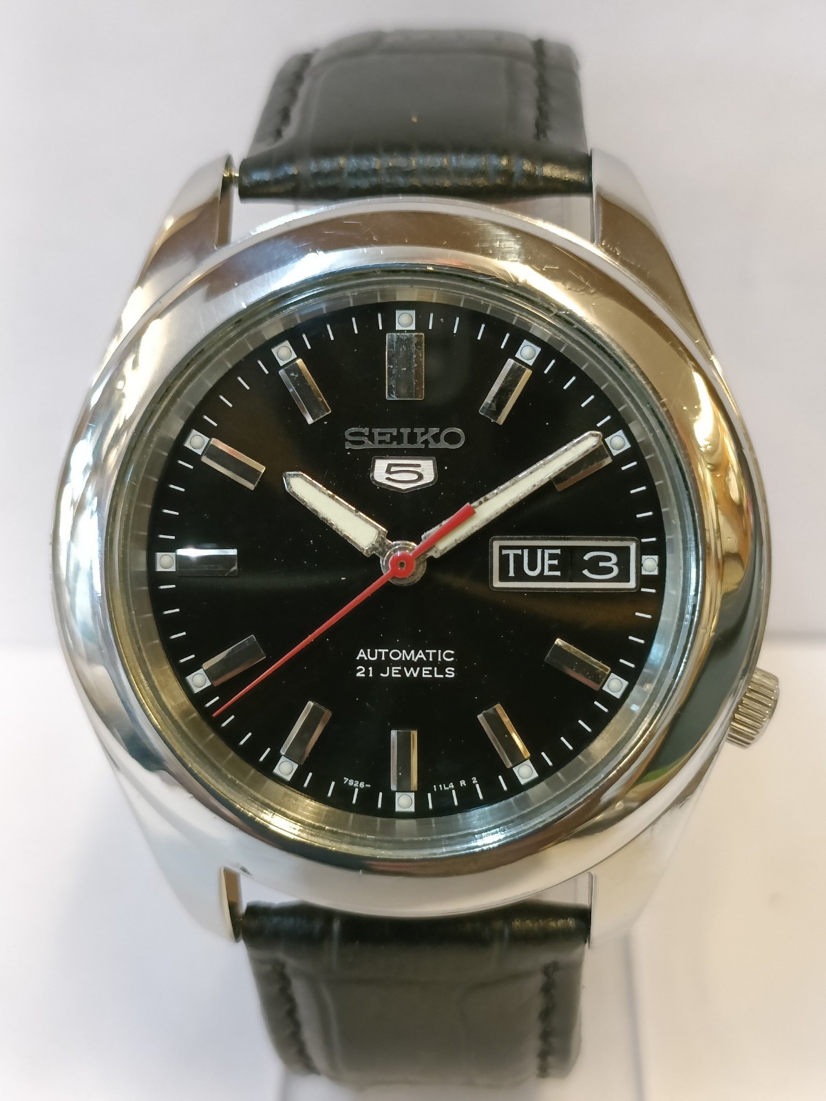 VINTAGE SEIKO 5 21J AUTOMATIC BLACK DIAL 7S26-03X0 JAPAN MEN’S WORKING CONDITION