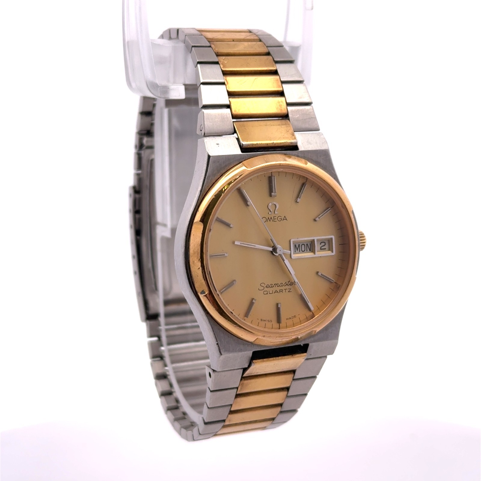 Omega Seamaster Two-Tone Stainless Steel Quartz Vintage Men’s Wristwatch 33mm