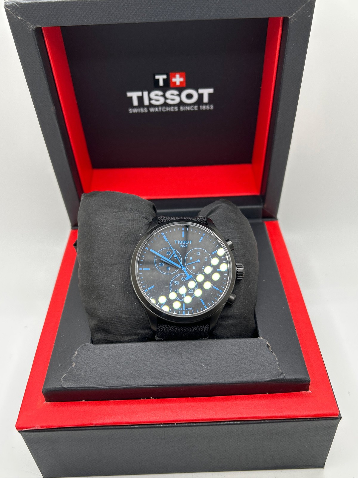 Tissot Men’s Swiss Chrono XL T-Sport Black Fabric Strap Watch 45mm – Black