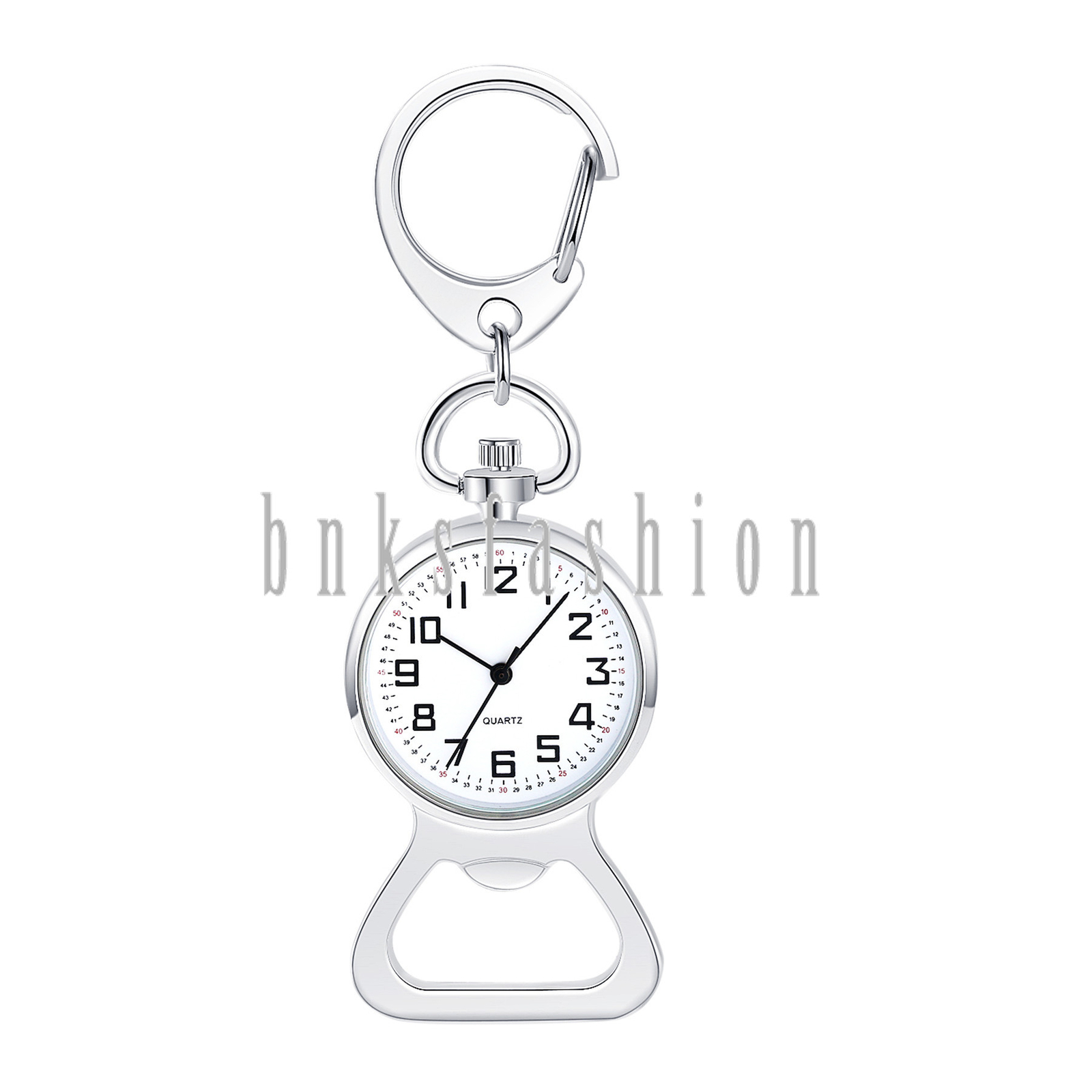 Outdoors Backpack Belt Carabiner Bottle Opener Key Ring Fob Quartz Pocket Watch