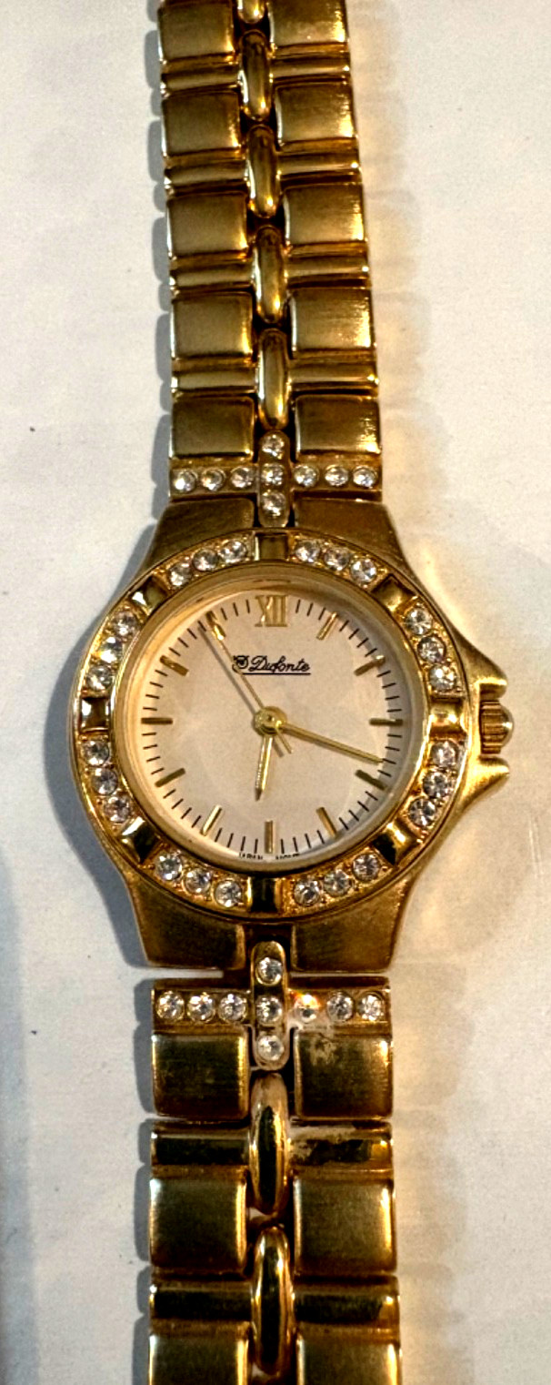 Mint LUICEN PICCARD DUFONTE Mineral Crystal GOLD Women’s Watch 70359 NEW BATTERY