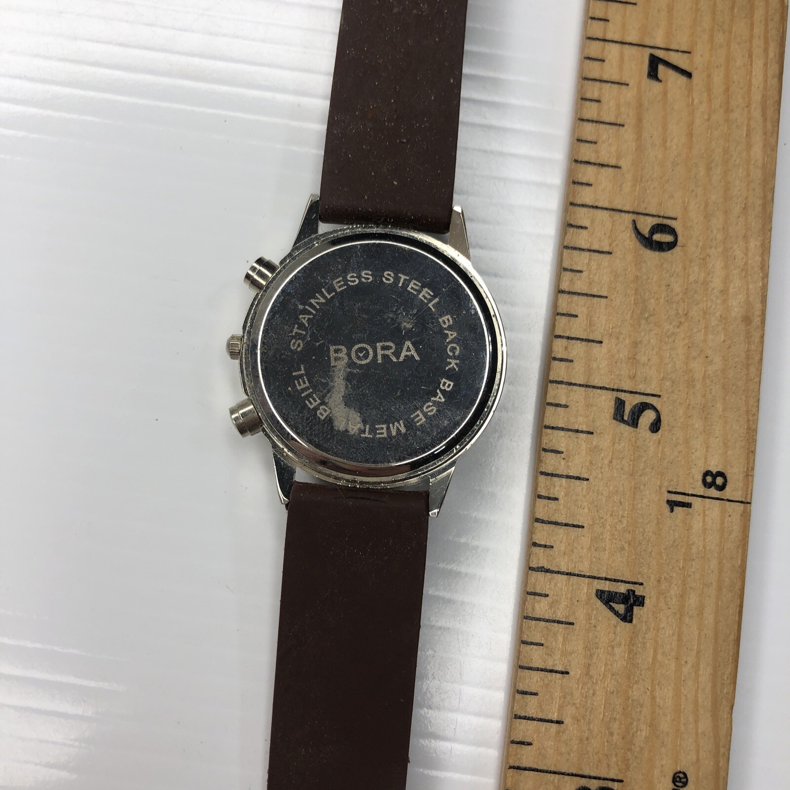 X11 BORA Silver Crystals Stainless Brown Jelly Silicone Retro Watch Untested