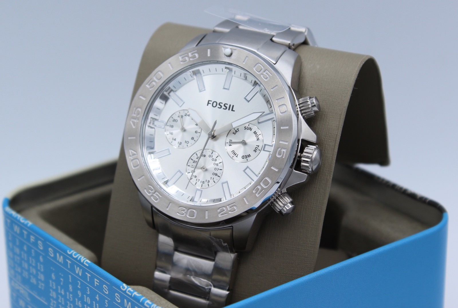 NEW AUTHENTIC FOSSIL BANNON MULTIFUNCTION CHRONOGRAPH SILVER BQ2490 MEN’S WATCH