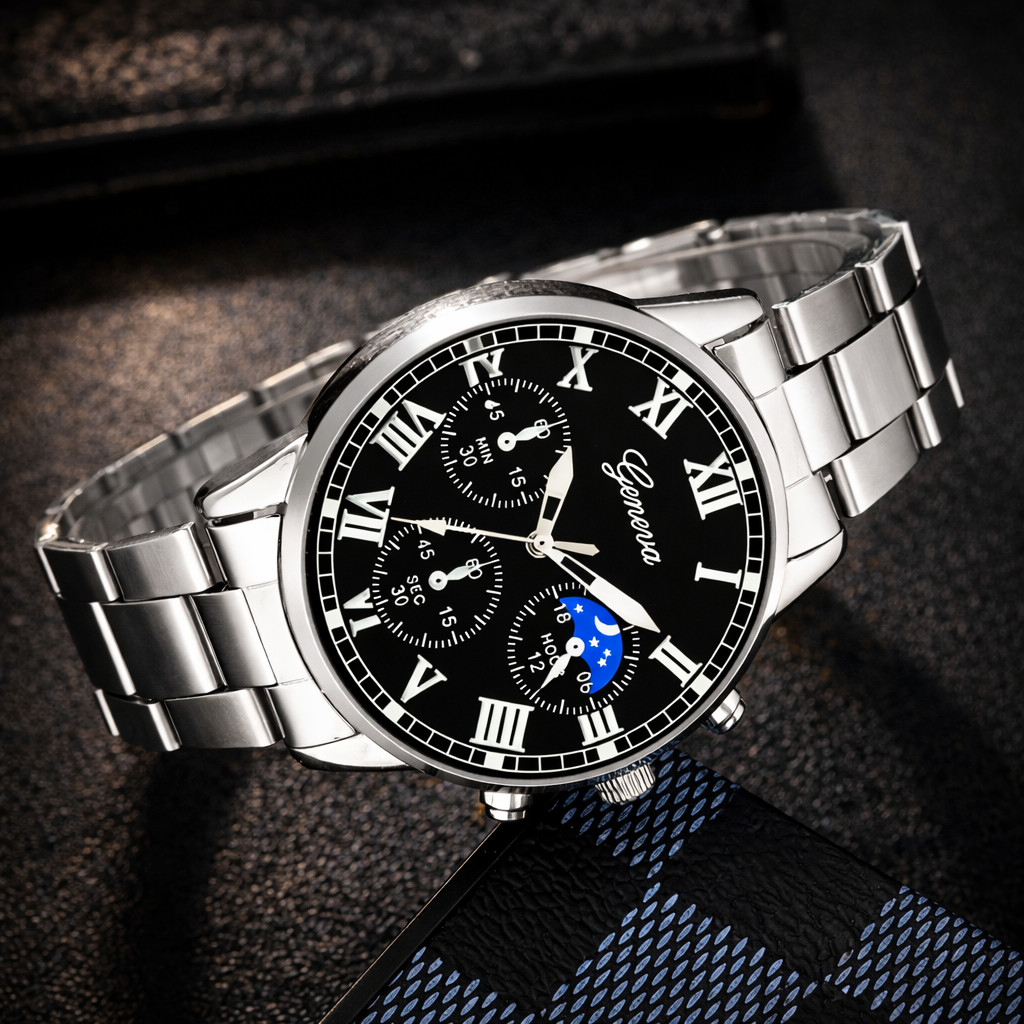 2pcsWaterproof Watch Stainless Steel Quartz Luminous Classic Business Wristwatch