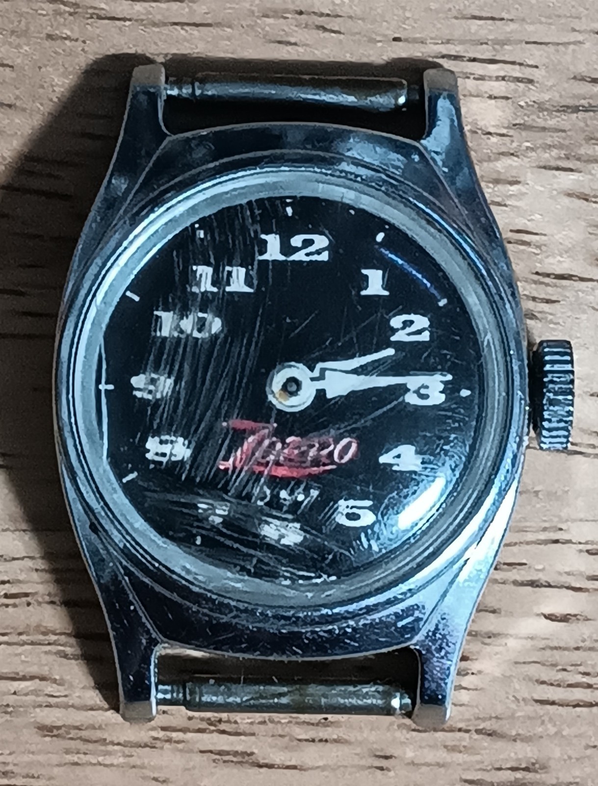 Vintage Zorro US TIME Watch (front glass scratched) winds up, works.