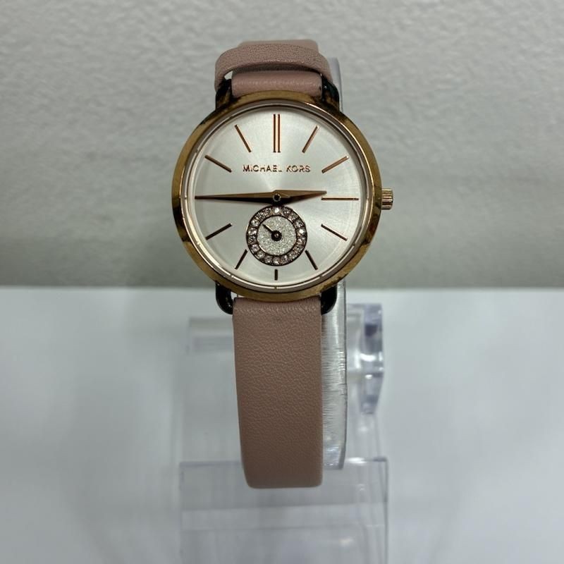 Michael Kors MK 2735 Leather Strap Analog Quartz Watch Rose Gold Crystal Women s