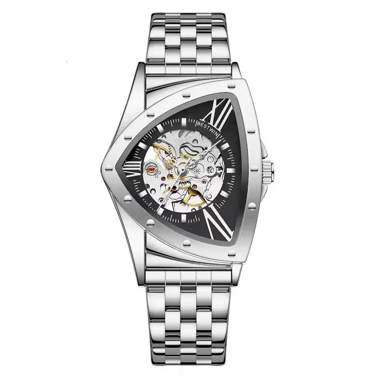 Triangular Skeleton Automatic Mechanical Watch, Wormhole Concept High-End Design