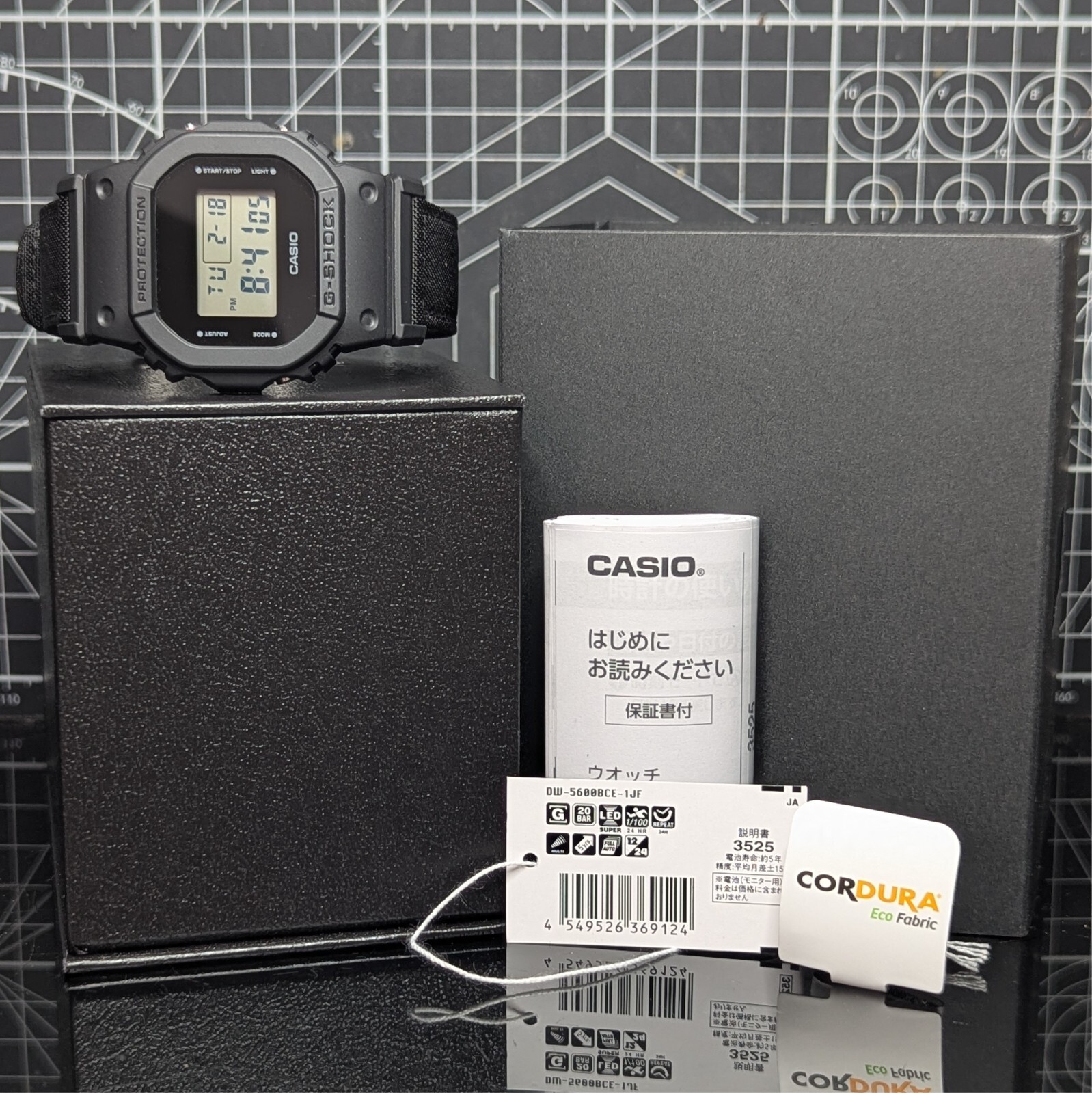 Casio G-Shock UTILITY BLACK DW-5600 BlackOut Cordura Band Square DW-5600BCE-1