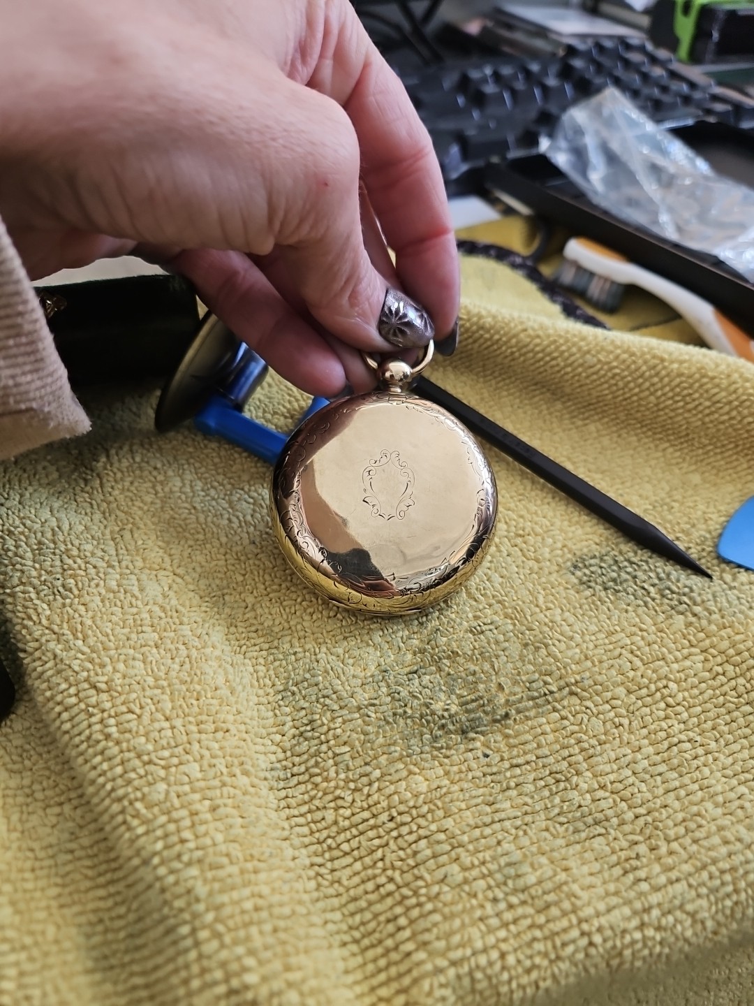 Antique duplex pocket watch movement, For Chineese Emperors, Rare Rolled Gold
