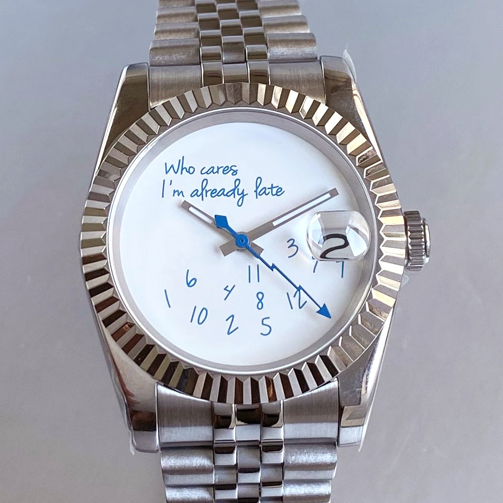 Black 20ATM Diver 36mm 39mm Japan NH35 Automatic Men Watch Blue White Text Dial