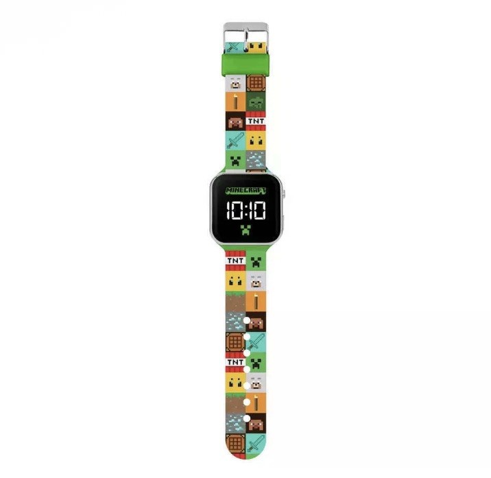 Minecraft Kids LED Digital Colourful Multicolour Silicone Strap Watch MIN4272