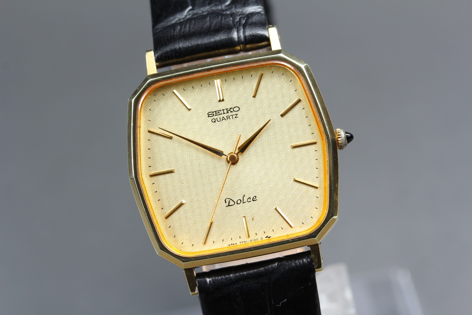 [ Near MINT ] SEIKO Dolce 7731-5120 28mm Gold Dial Quartz Men’s Watch From JAPAN