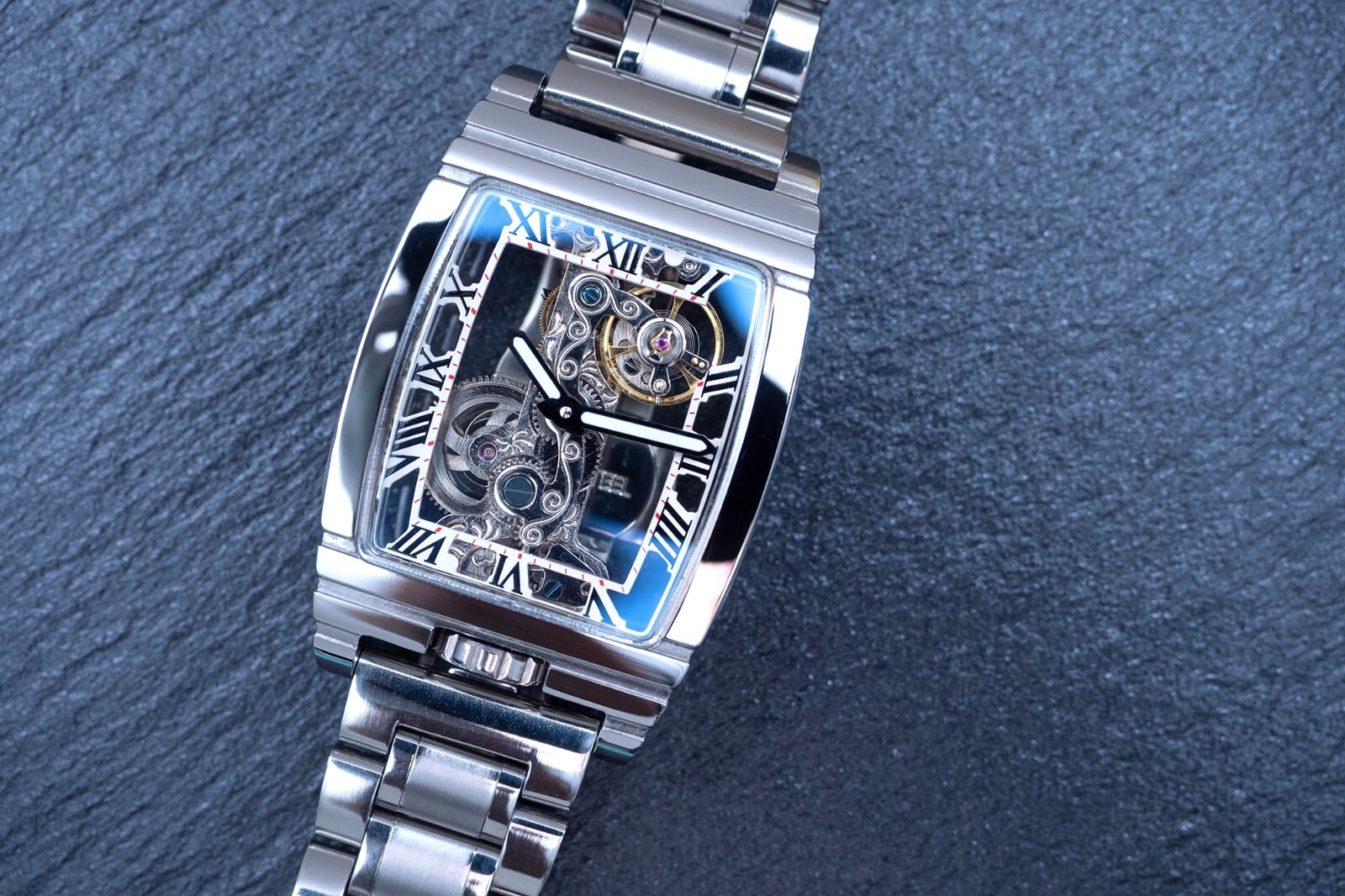 Mens Silver Bridge Manual Mechanical Watch Stainless Steel Metal Strap Gift