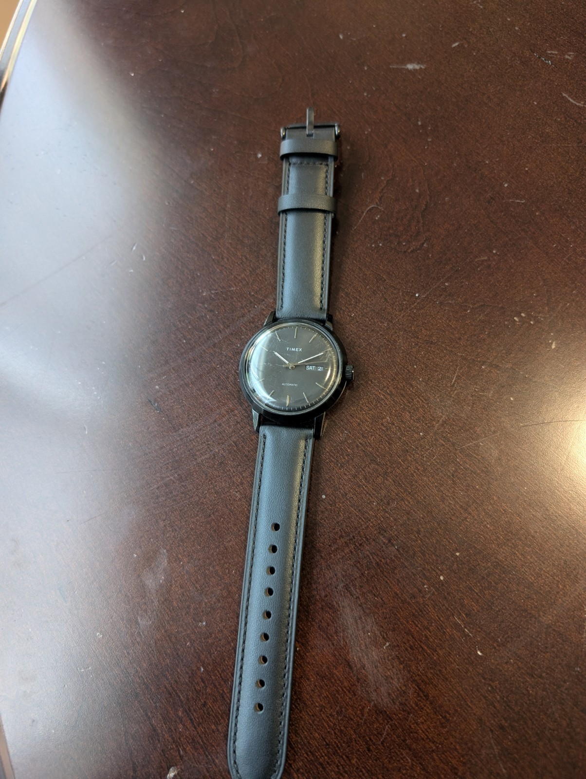 Timex Men’s Watch Marlin Automatic Black Dial Leather Strap Day-Date TWH6Z9010VQ