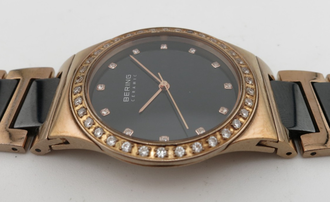 Bering Ceramic and Rose Gold-Tone Bracelet Ladies Watch – 32435-746 – New Batt