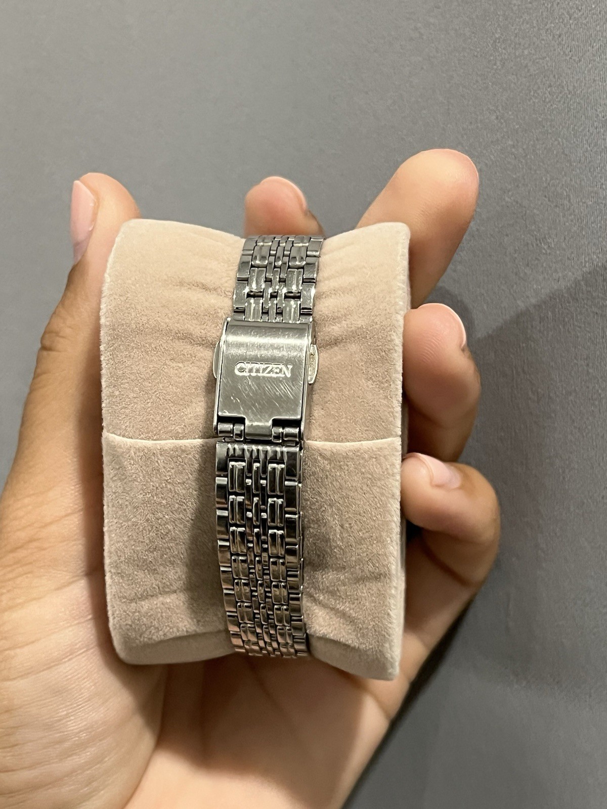 Citizen Riviere Solar-Tech Quartz Silver Oval Steel Bracelet White MOP Dial WR