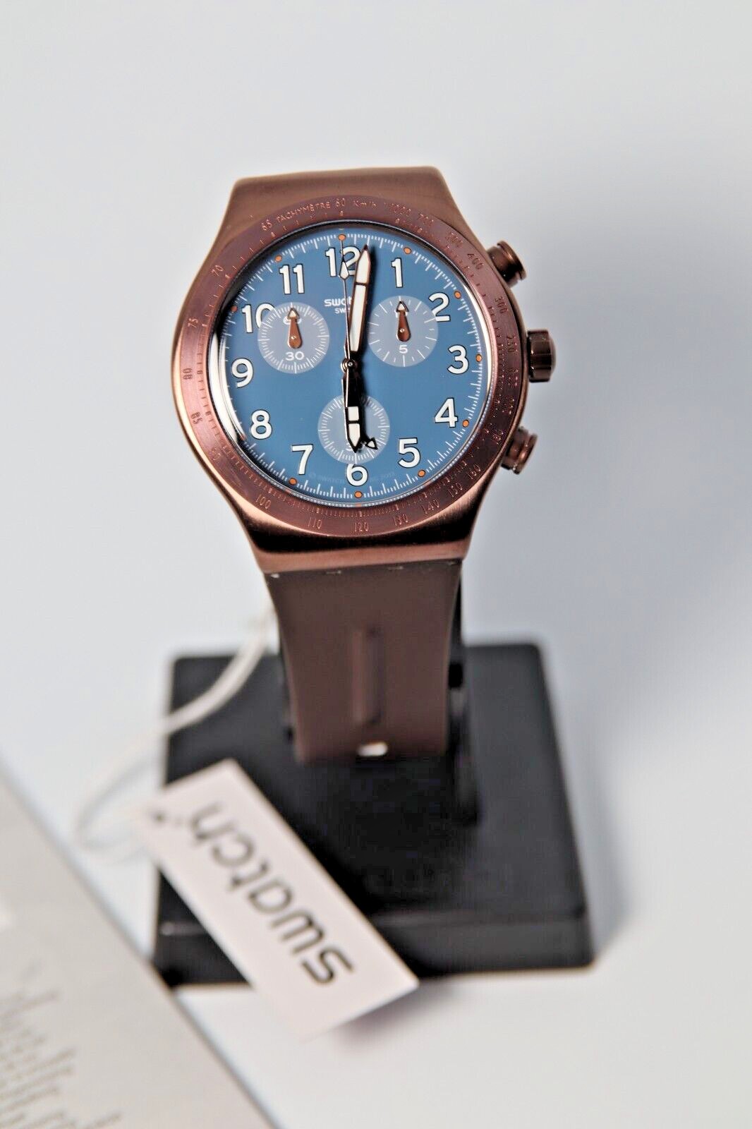 Swatch & Irony Chrono YVC100 Back To Copper 43mm Blue Gray Dial Glow