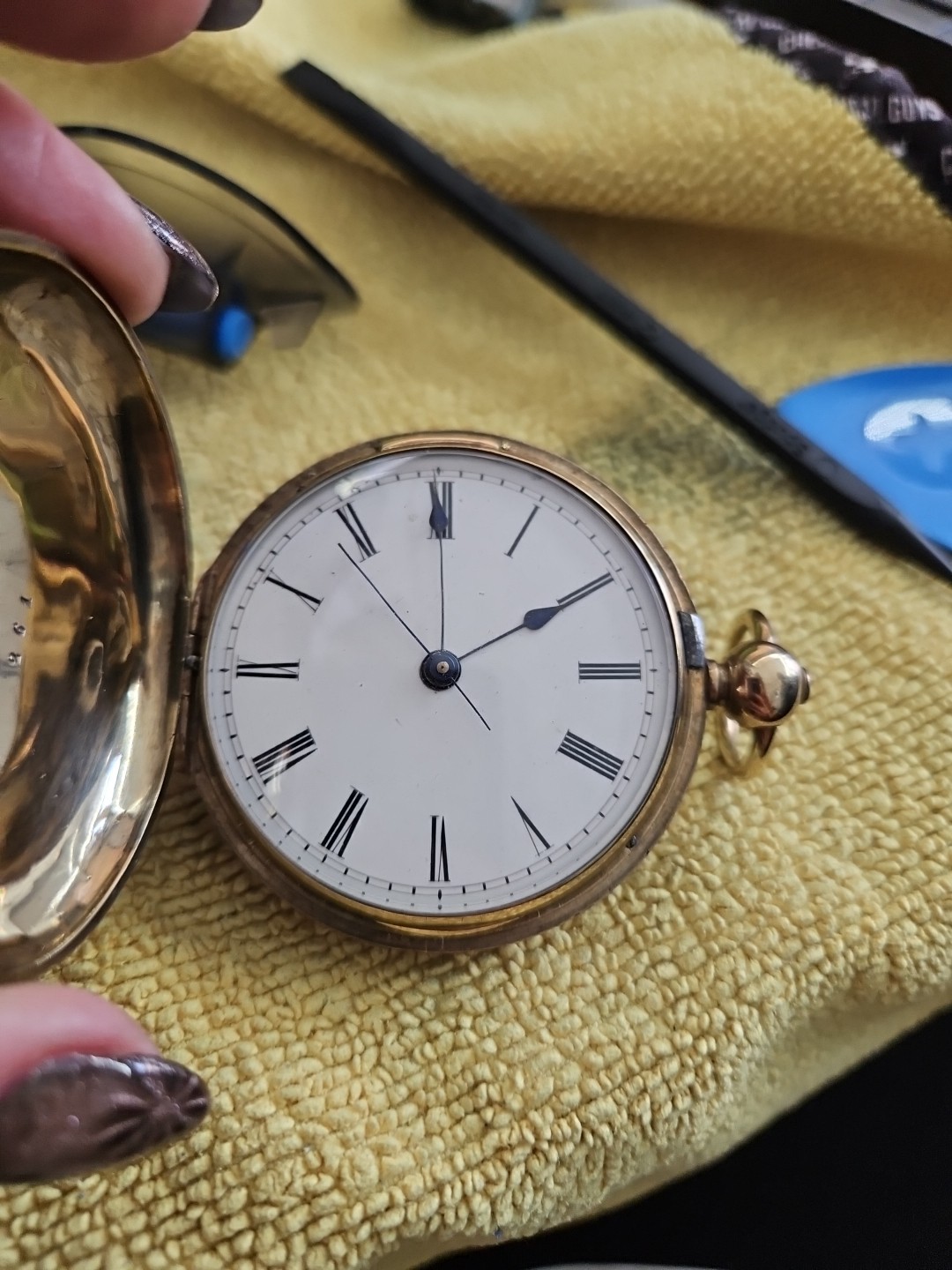 Antique duplex pocket watch movement, For Chineese Emperors, Rare Rolled Gold