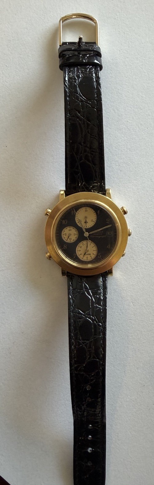 Seiko Chronograph Alarm watch 7T32-6C30, featuring a gold-plated case