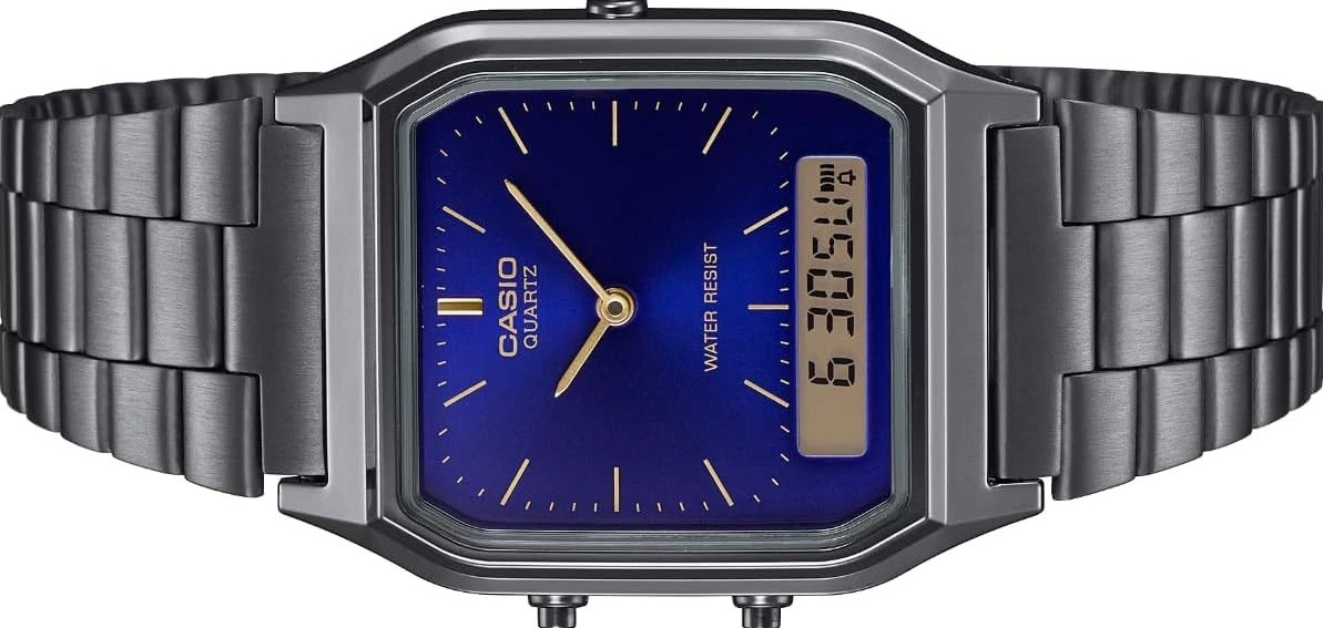 Casio AQ-230GG-2A Men’s Dual Time Stainless Steel Gray men`s Watch AQ230GG-2A