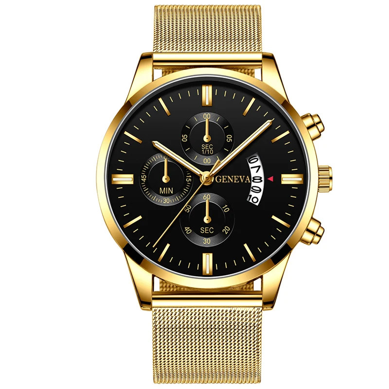 Luxury Men’s Blue Stainless Steel Mesh Analog Quartz Business Watch