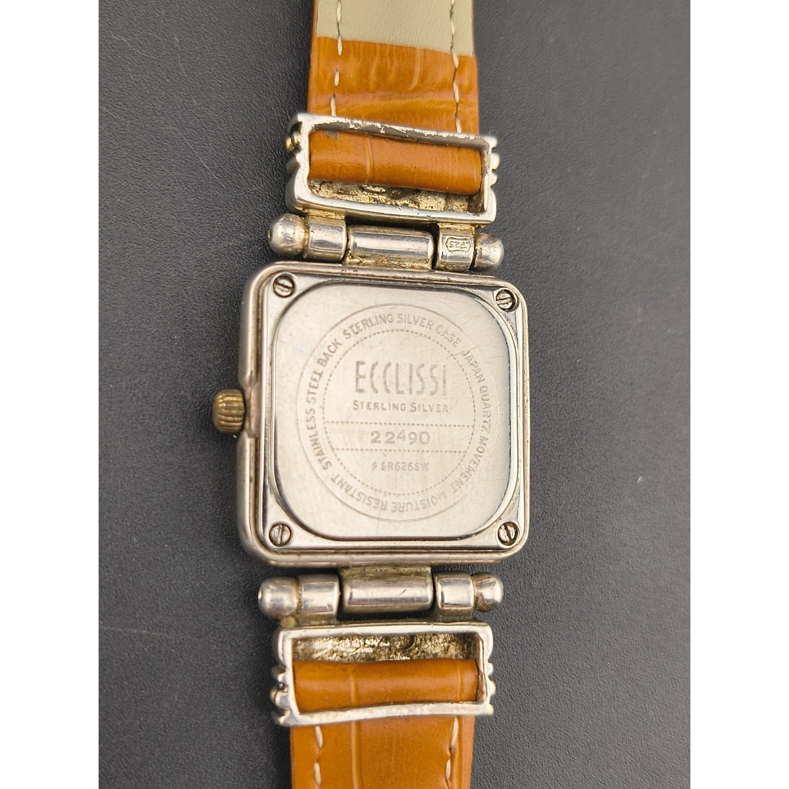 Ecclissi Sterling Silver Watch Turquoise Dial Square Case New Battery & Strap
