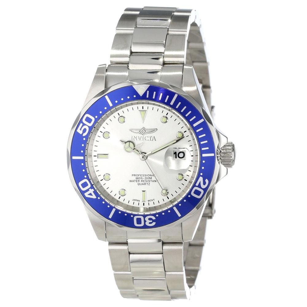 Invicta Men’s Watch Pro Diver Dive Quartz Silver Tone Dial Steel Bracelet 14123