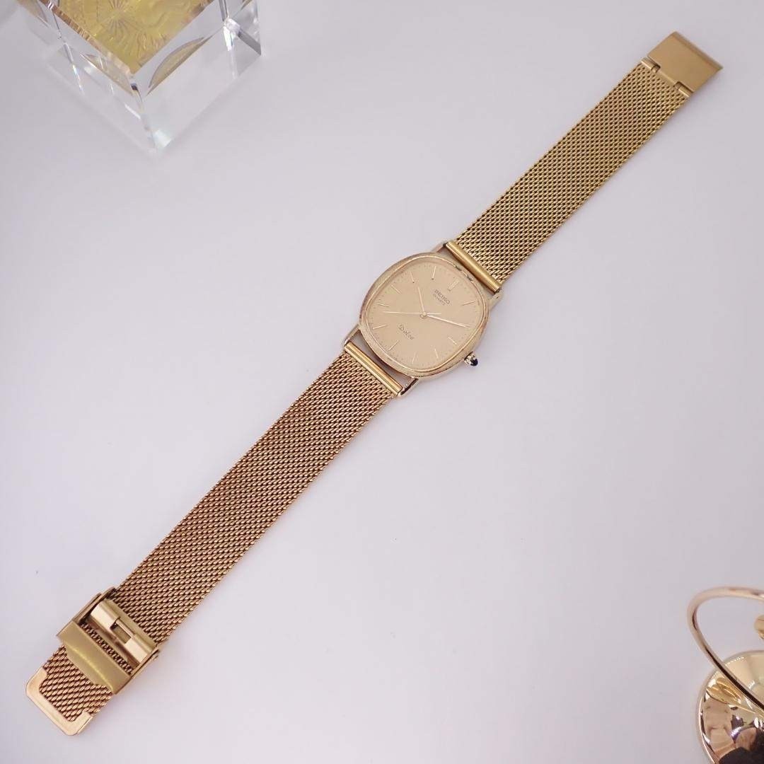 SEIKO Dolce 6030-5410 Quartz Unisex Watch Gold Oval 1981 New Battery Japan