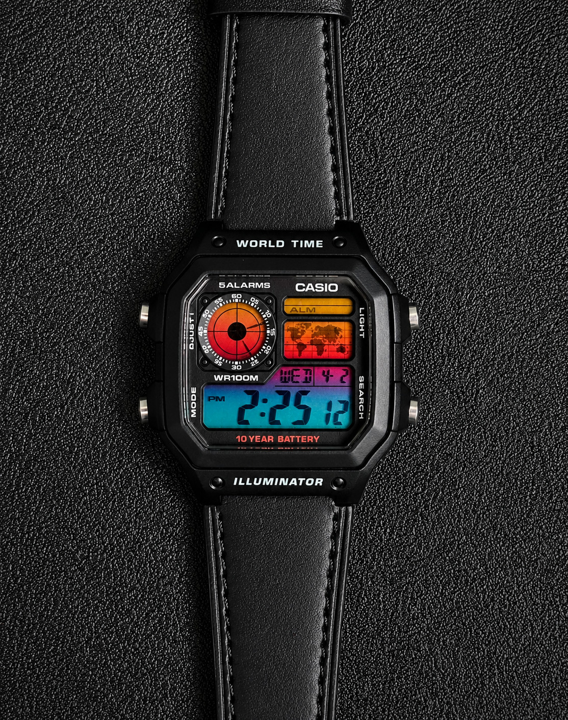 Casio AE-1200WH Royale Mod Custom Leather Strap Multicolour Filter