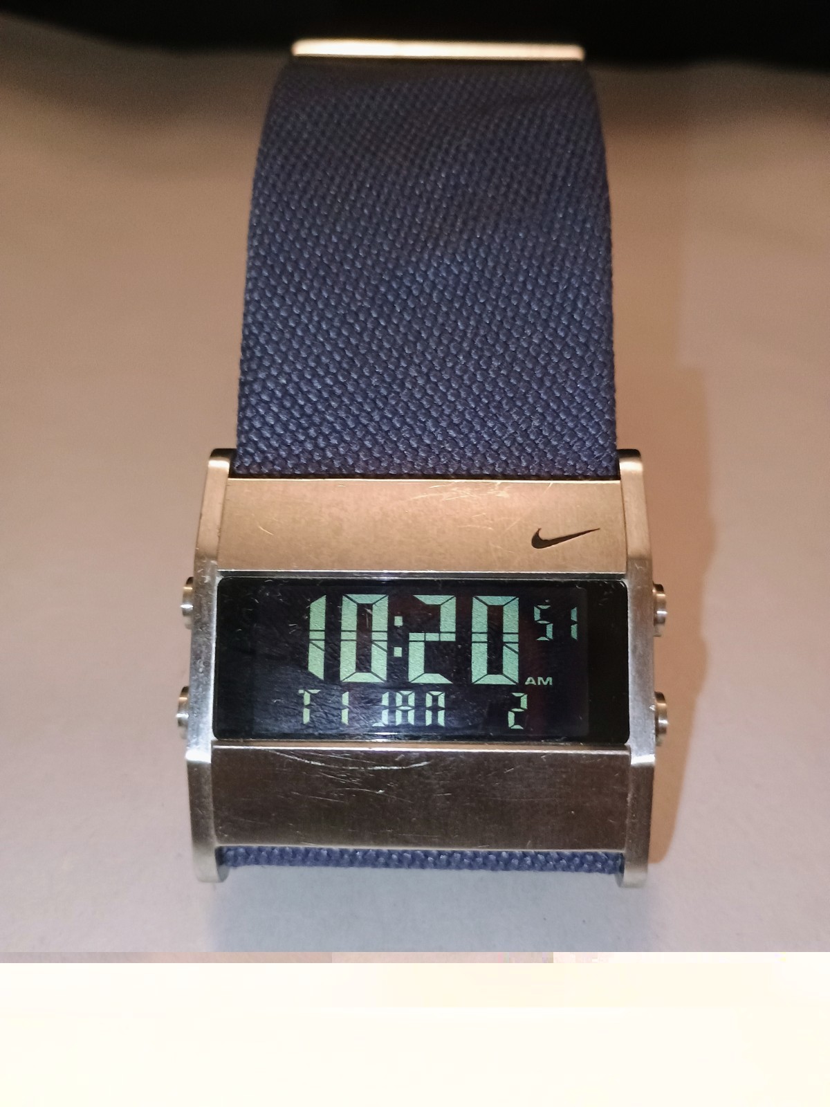 VINTAGE Nike Oregon Rectangle WA0037 Watch – Blue Canvas Strap – Gorpcore Y2K