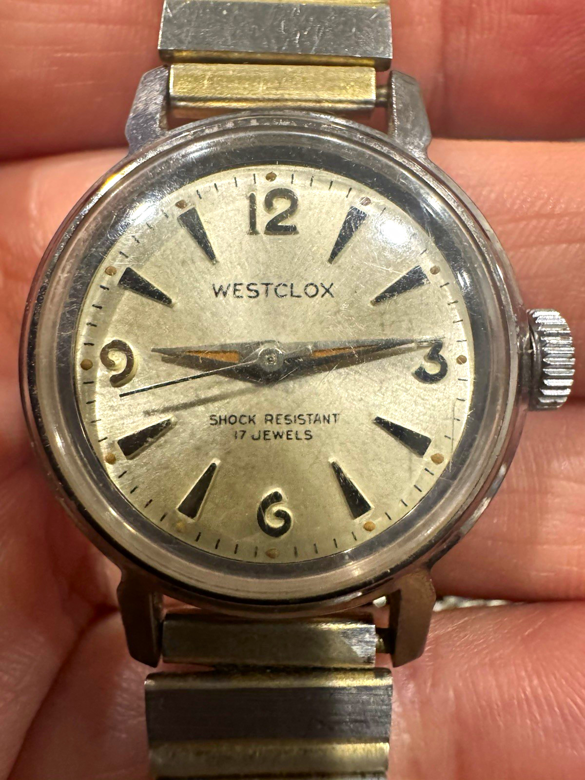 Westclox Shock Resistant Manual Wind 17J Analog Silver Dial Metal Bracelet 22mm