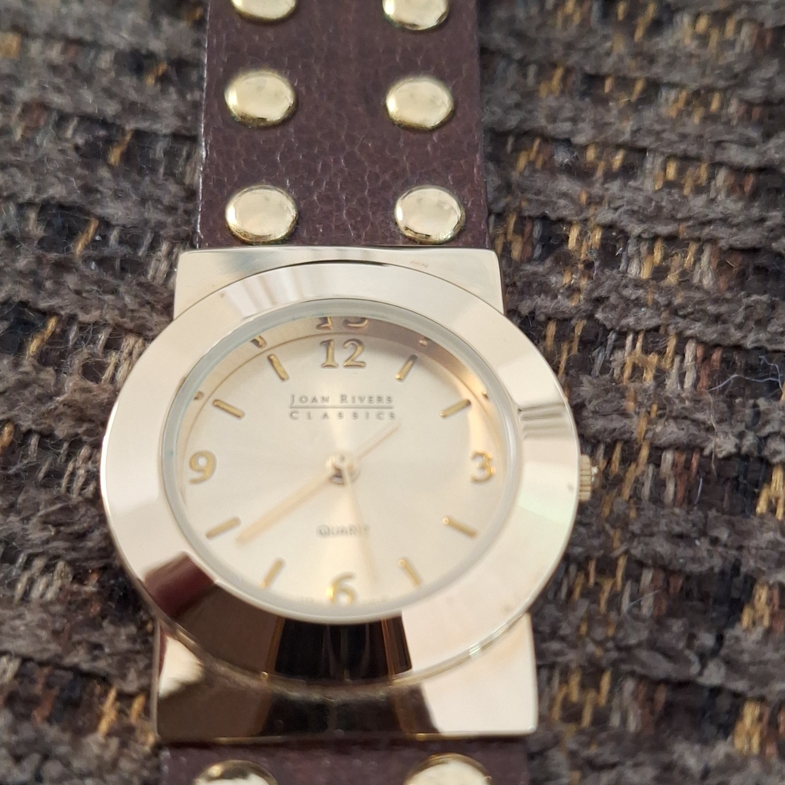 Joan Rivers Classics Women’s Quartz Watch Gold Case Brown Leather 30mm