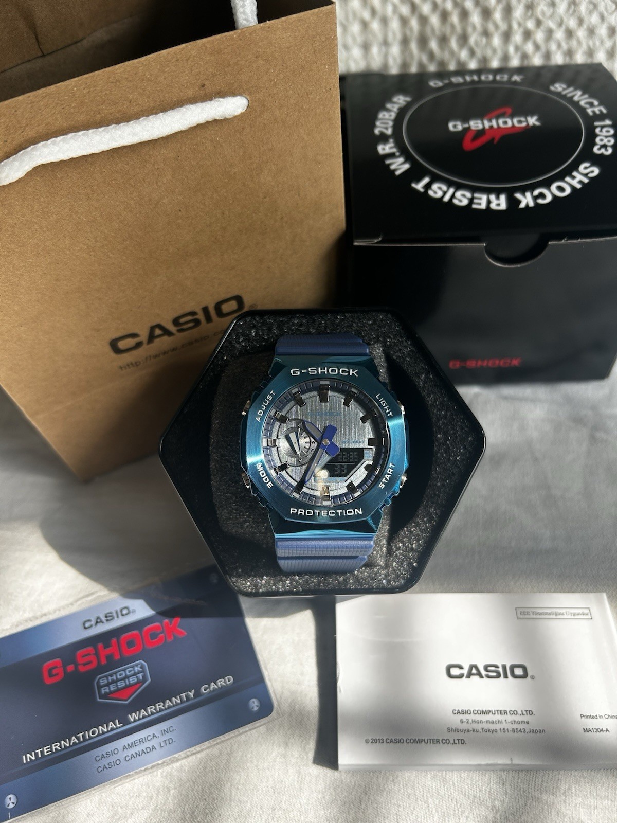 Casio G-SHOCK GM-2100 Blue Resin Analog-Digital Quartz 200m Box/Papers