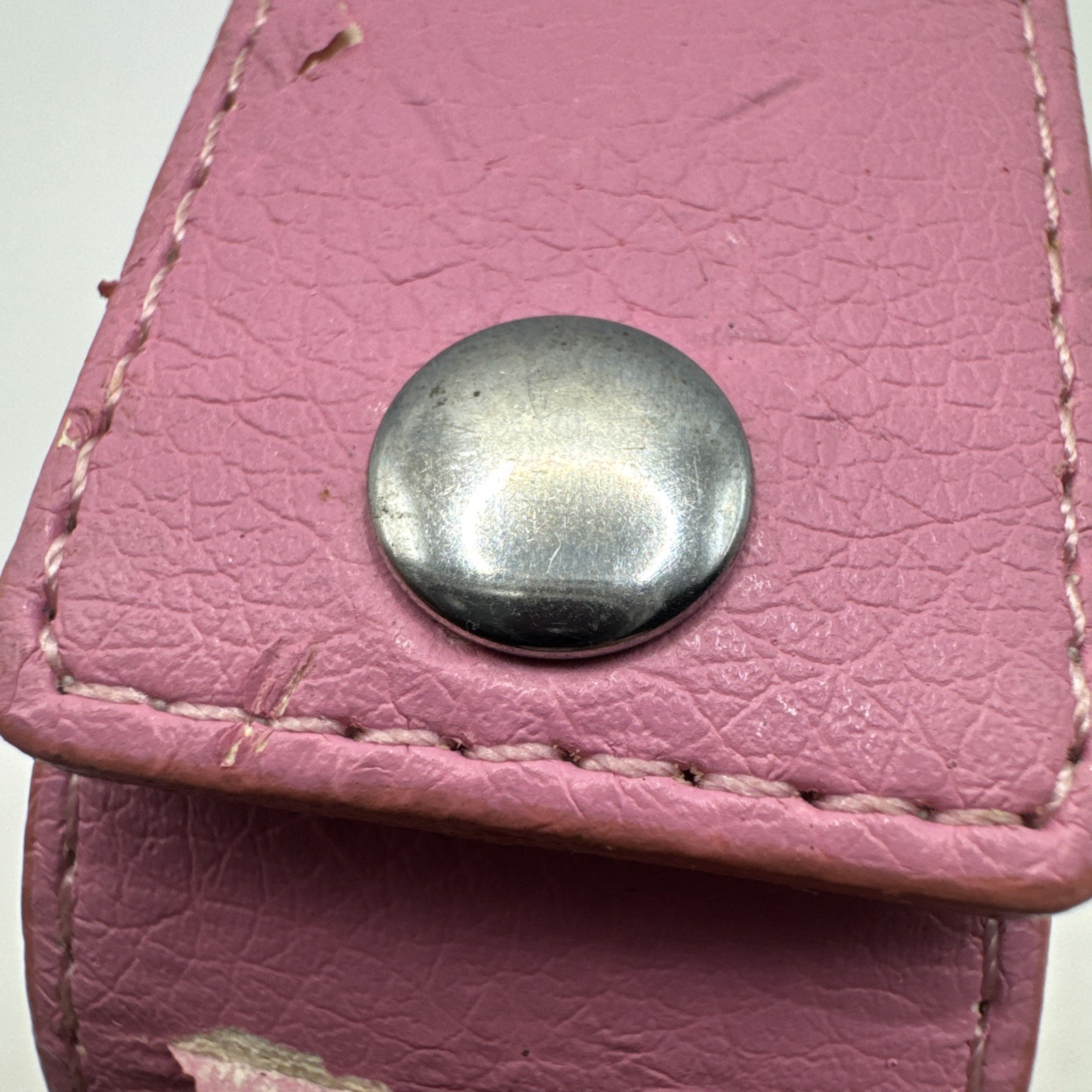Vintage MARY KAY Pink Wrist Watch Wide Band Snap Closure Pink & White Crystals
